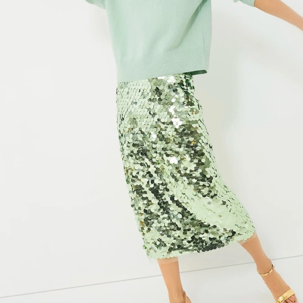 NWT Tuckernuck Shimmering Sequin Midi Skirt in Mint